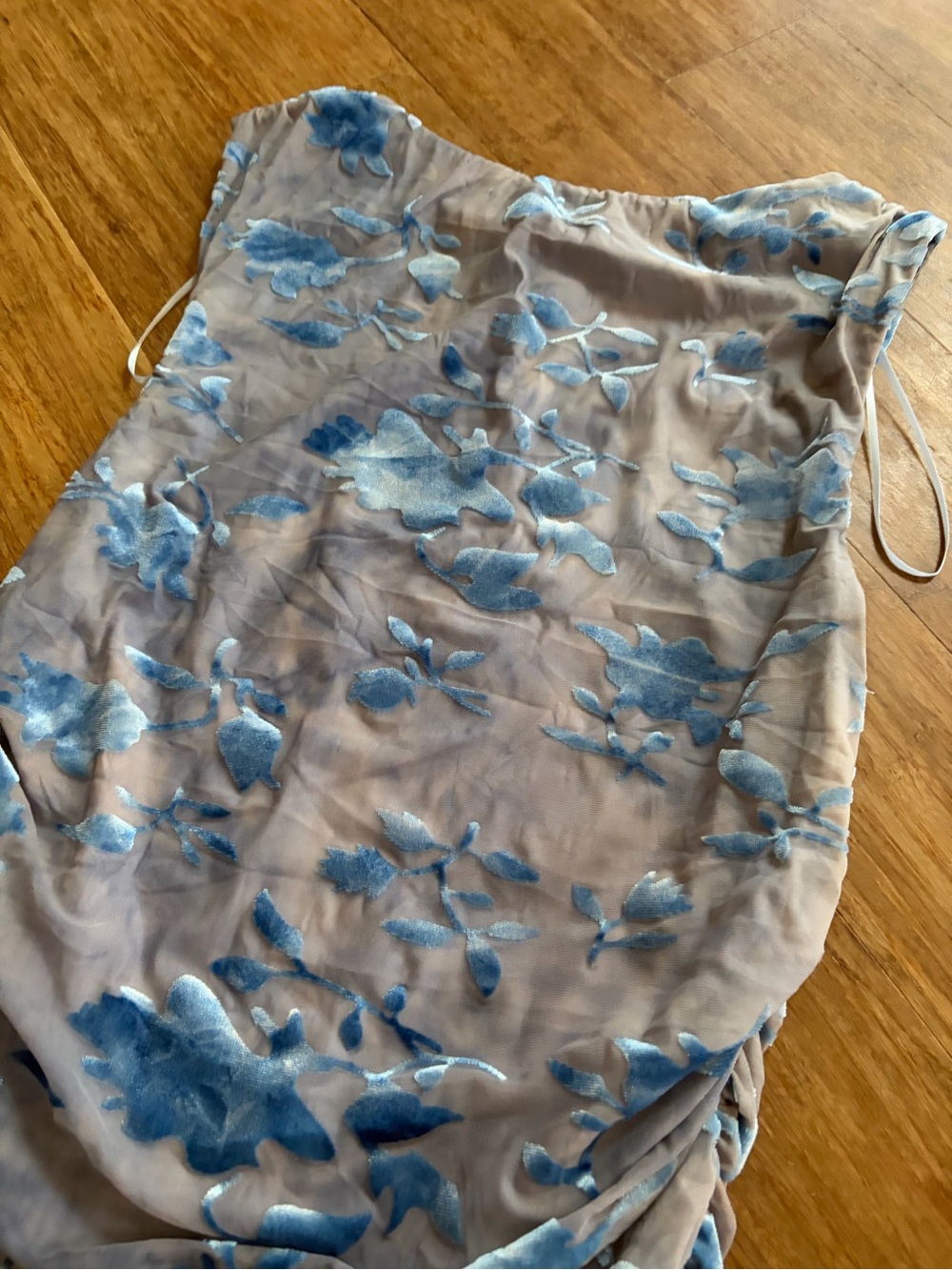 NWT Sincerely Jules blue floral burnout velvet mesh whimsigoth dress, sz L - Picture 3 of 4